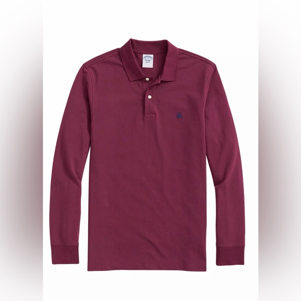 Brooks Brothers Stretch Supima Long-Sleeve Polo Shirt‎ XXL burgundy